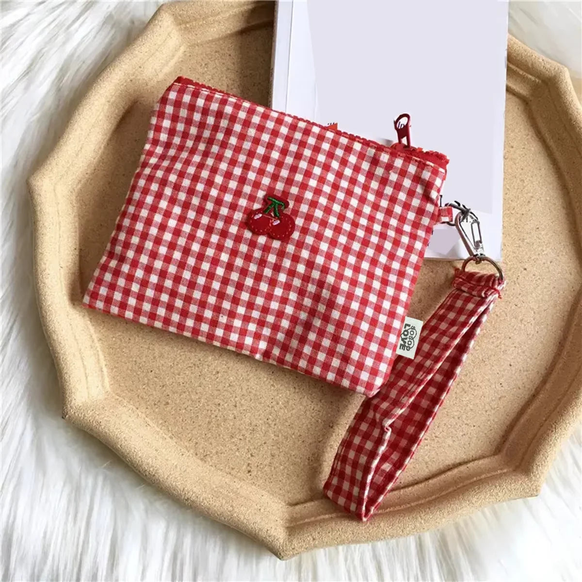 Cherry Canvas Makeup Bag