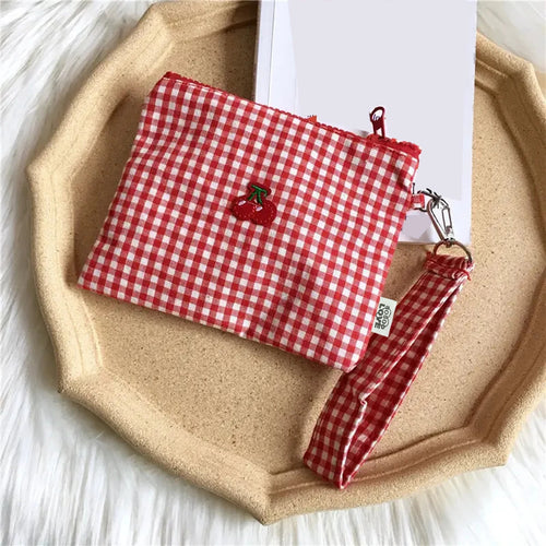 Cherry Canvas Makeup Bag