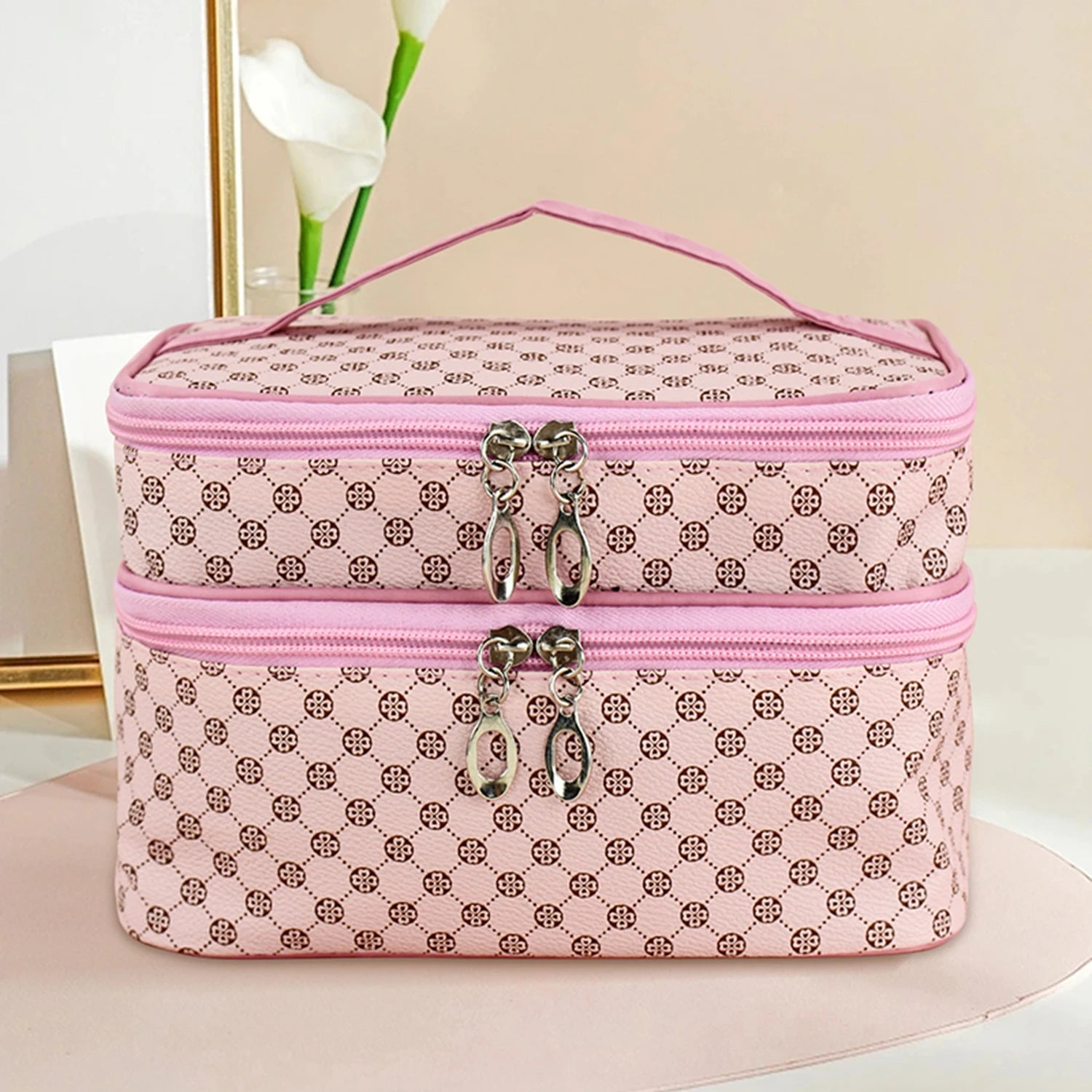 Large Double Zip Makeup Bag