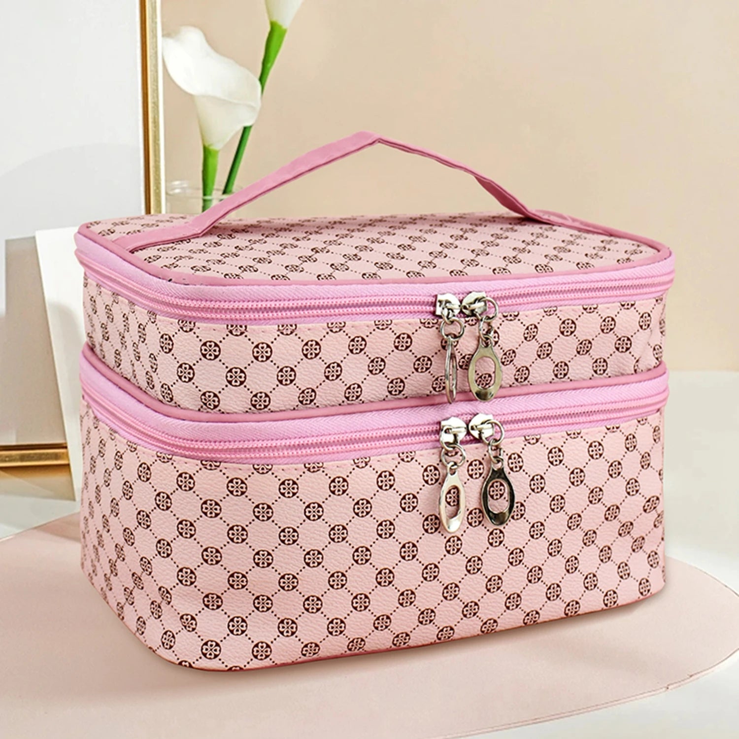 Large Double Zip Makeup Bag