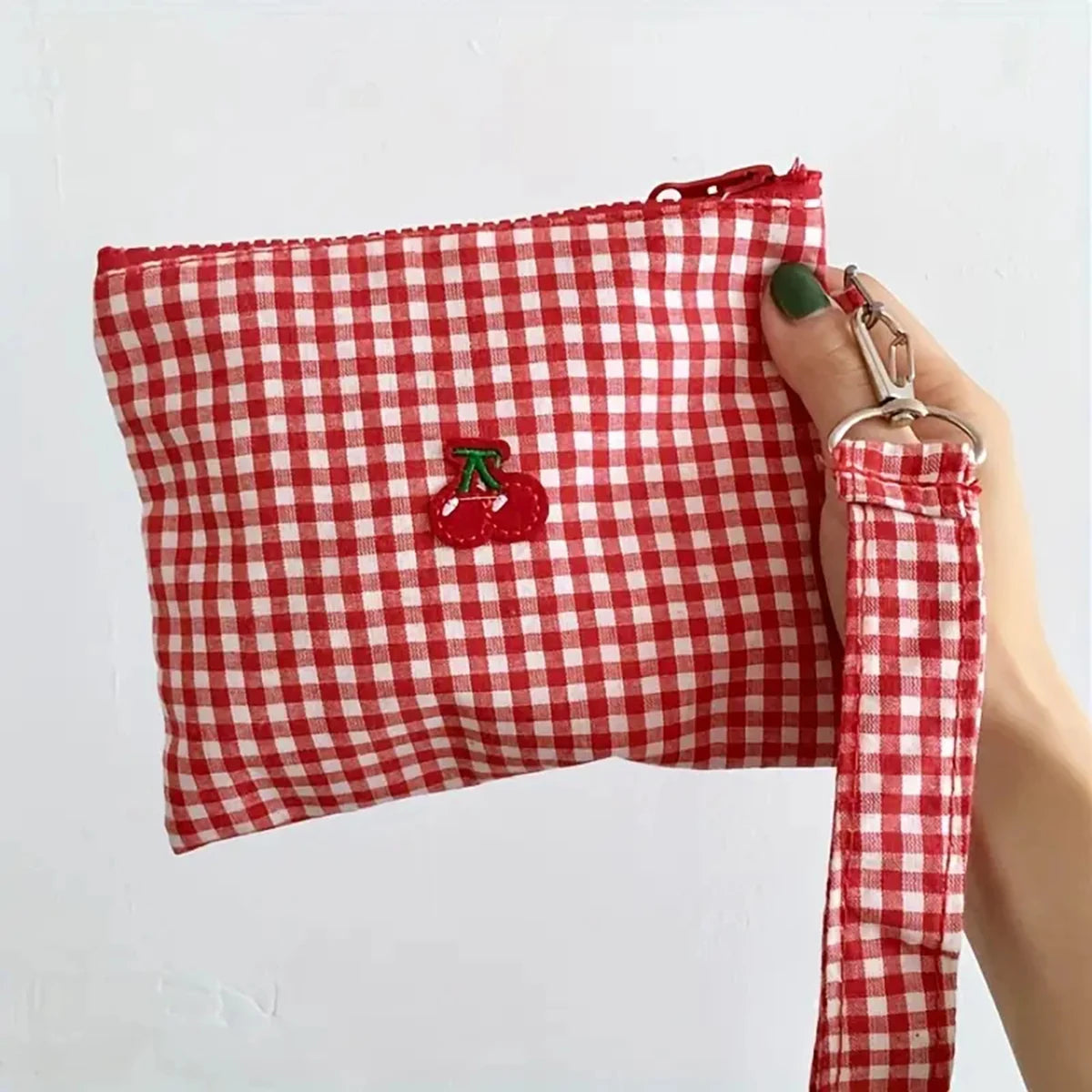Cherry Canvas Makeup Bag