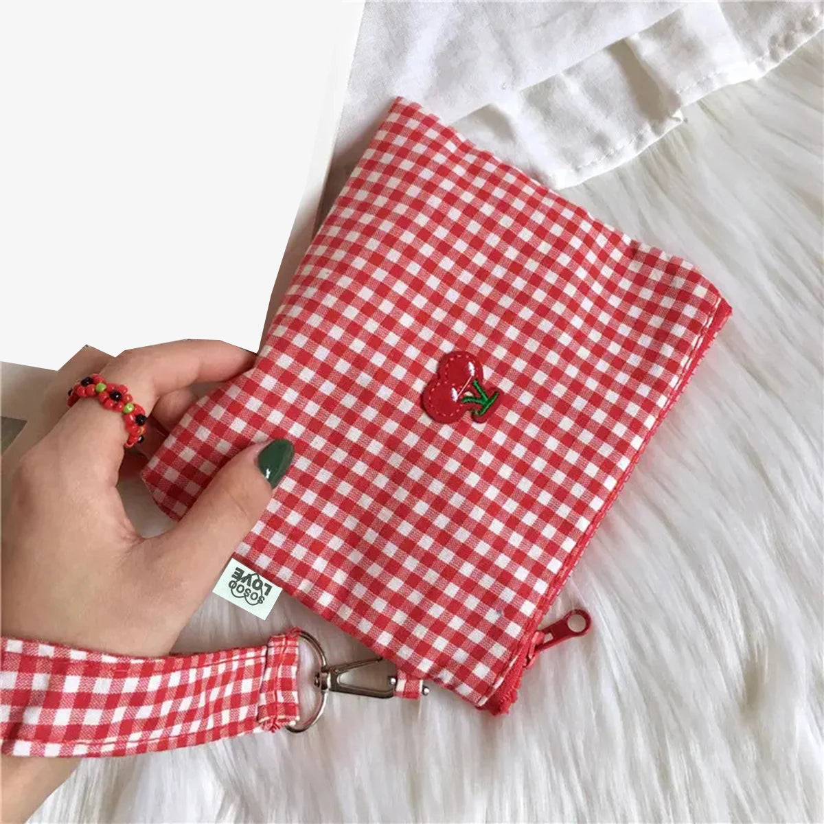 Cherry Canvas Makeup Bag